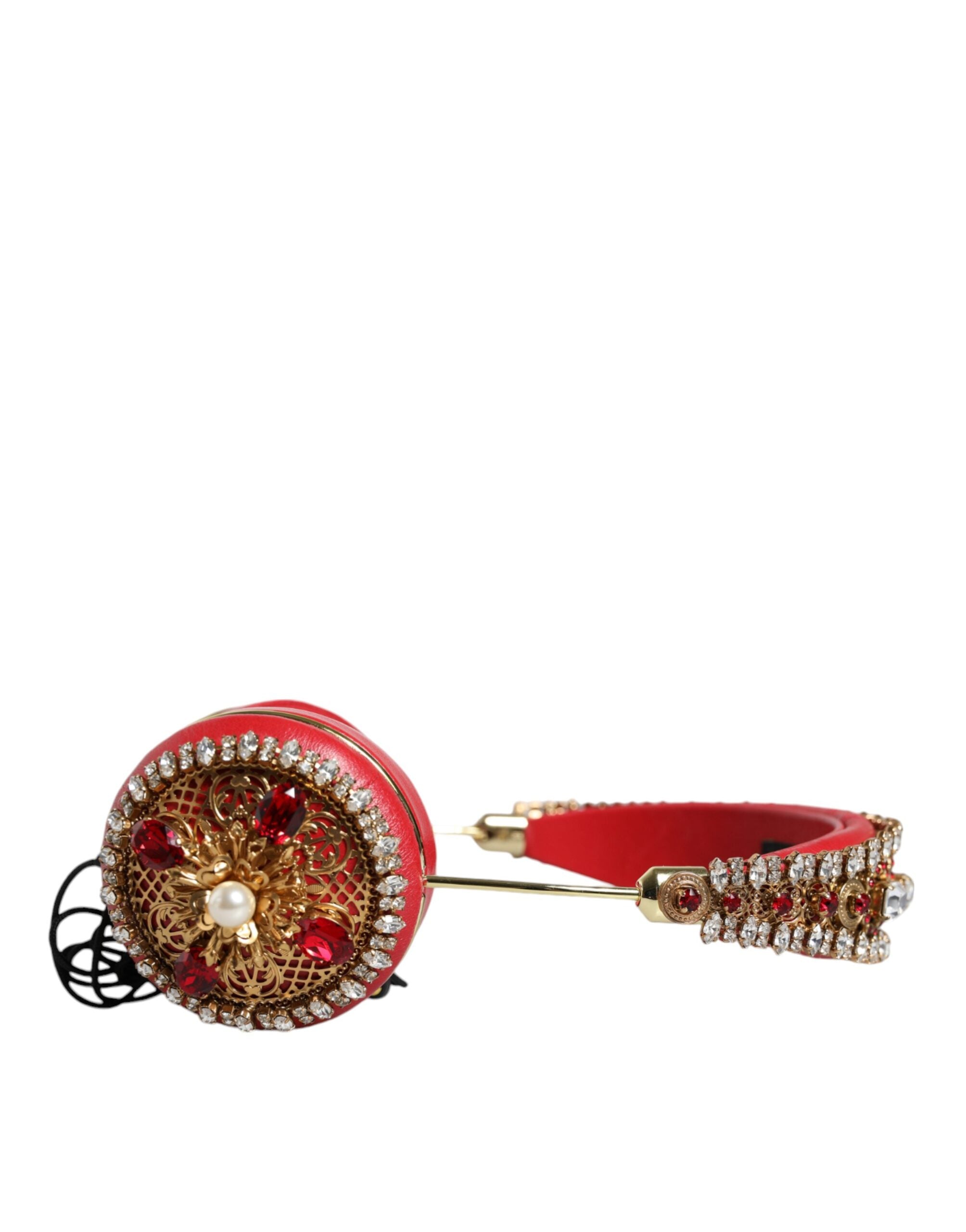 Dolce & Gabbana Dolce & Gabbana Red Nappa Leather Floral Crystal Women's Headphone