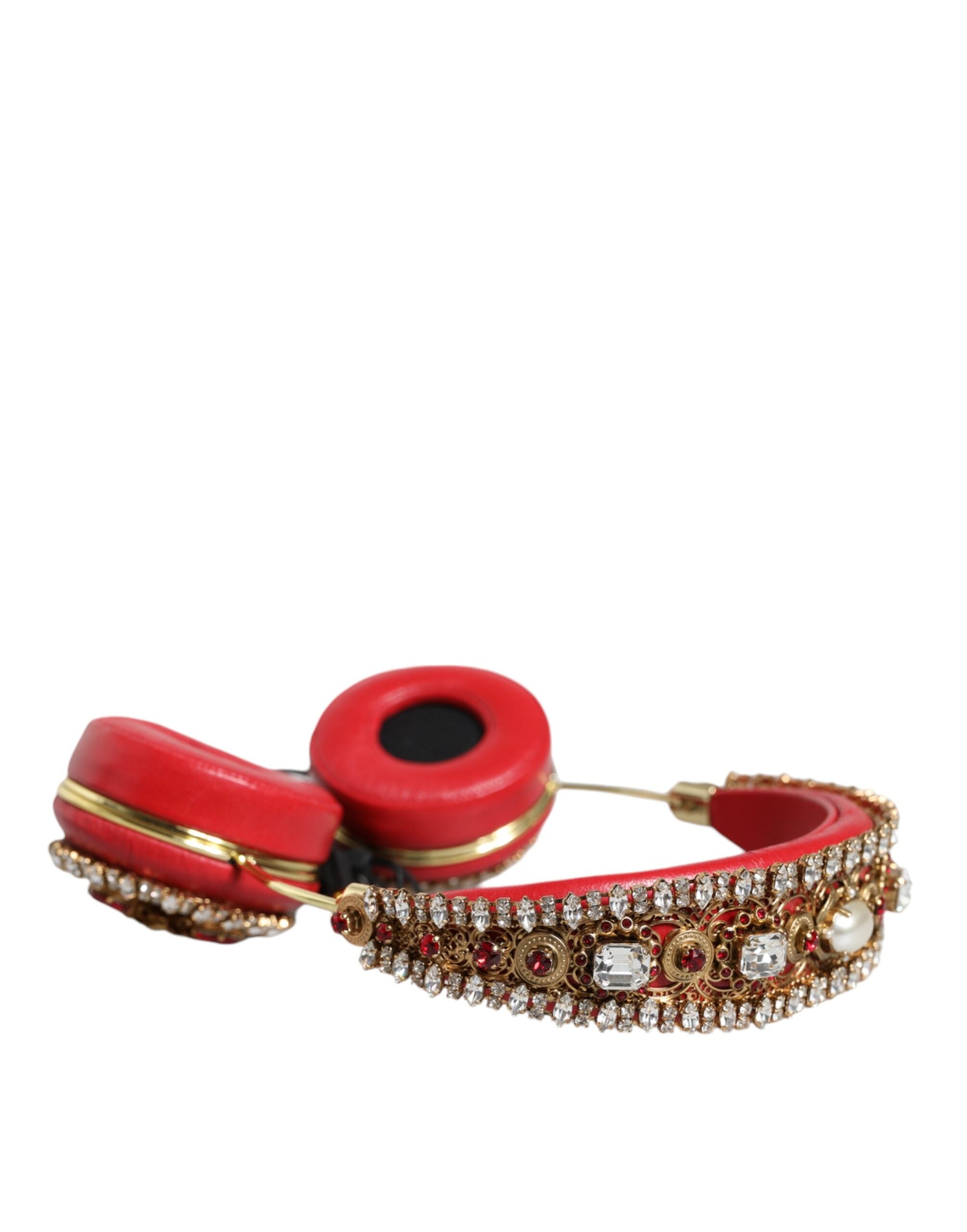 Dolce & Gabbana Dolce & Gabbana Red Nappa Leather Floral Crystal Women's Headphone