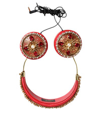 Dolce & Gabbana Dolce & Gabbana Red Nappa Leather Floral Crystal Women's Headphone