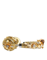 Dolce & Gabbana Dolce & Gabbana Gold Leather Floral Crystal Angel Headset Women's Headphones