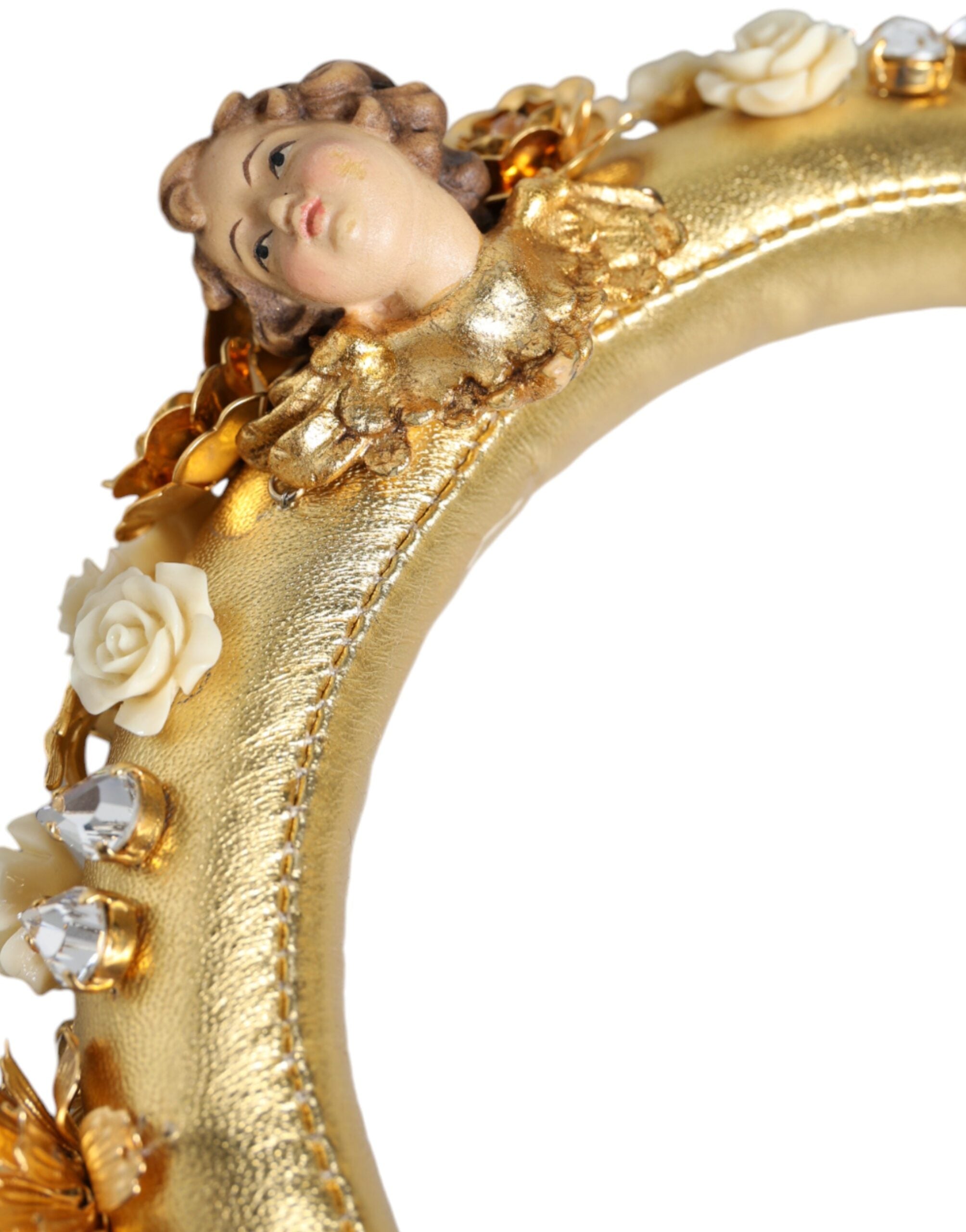 Dolce & Gabbana Dolce & Gabbana Gold Leather Floral Crystal Angel Headset Women's Headphones