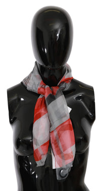 Costume National Costume National Gray Red 100% Silk Branded  Scarf