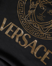 Versace Black Medusa Fleece Cotton Crew Neck Sweatshirt Men's Sweater