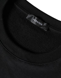 Versace Black Medusa Fleece Cotton Crew Neck Sweatshirt Men's Sweater