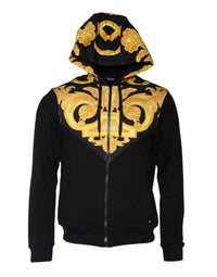 Versace Black Medusa Print Cotton Full Zip HoodieSweatshirt Men's Sweater