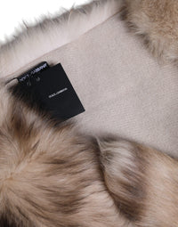 Dolce & Gabbana Brown Frost Fox Fur Neck Warmer Winter Women's Scarf