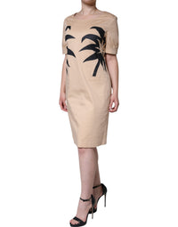 Moschino Beige Cotton Short Sleeve Knee Length Women's Dress