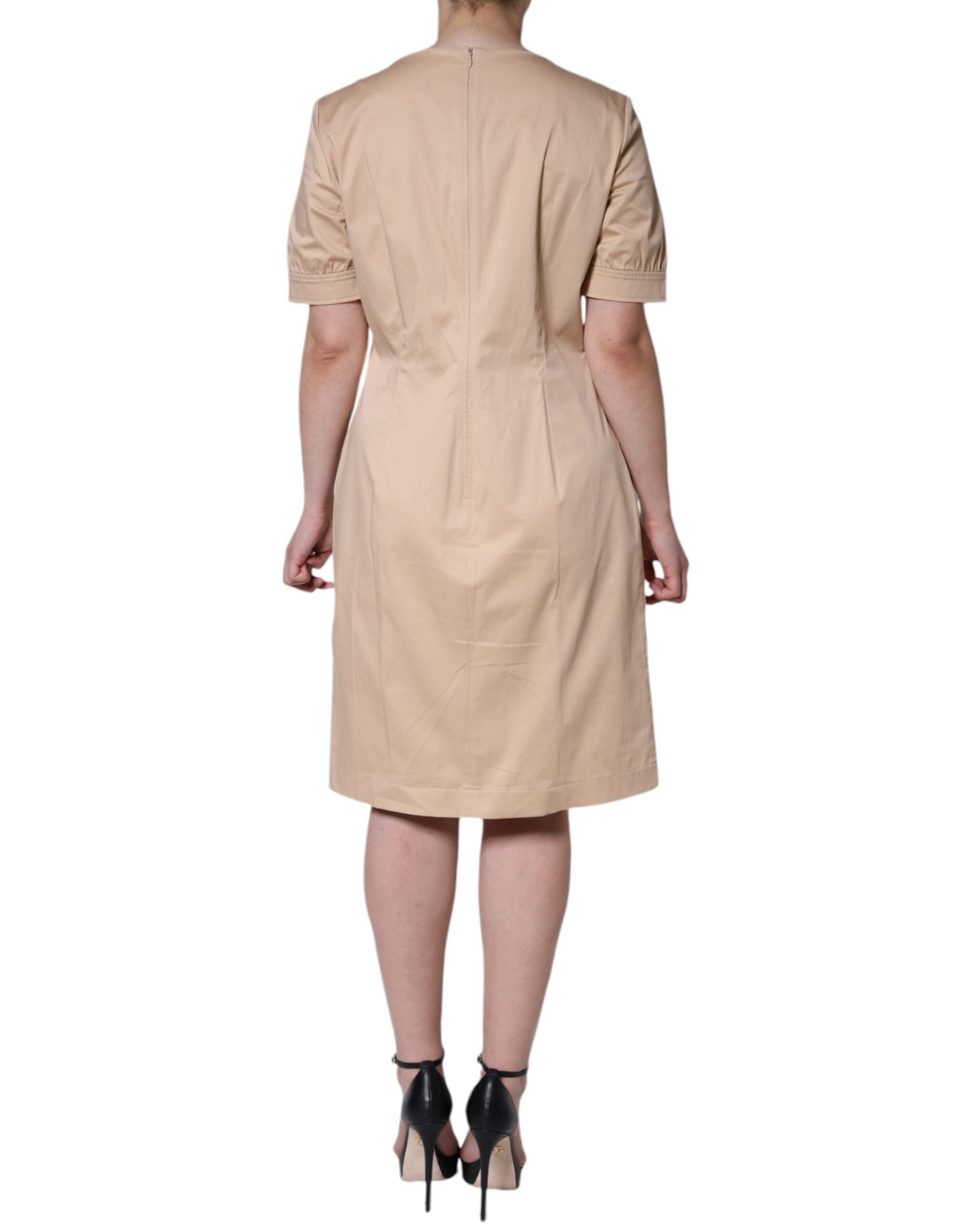 Moschino Beige Cotton Short Sleeve Knee Length Women's Dress