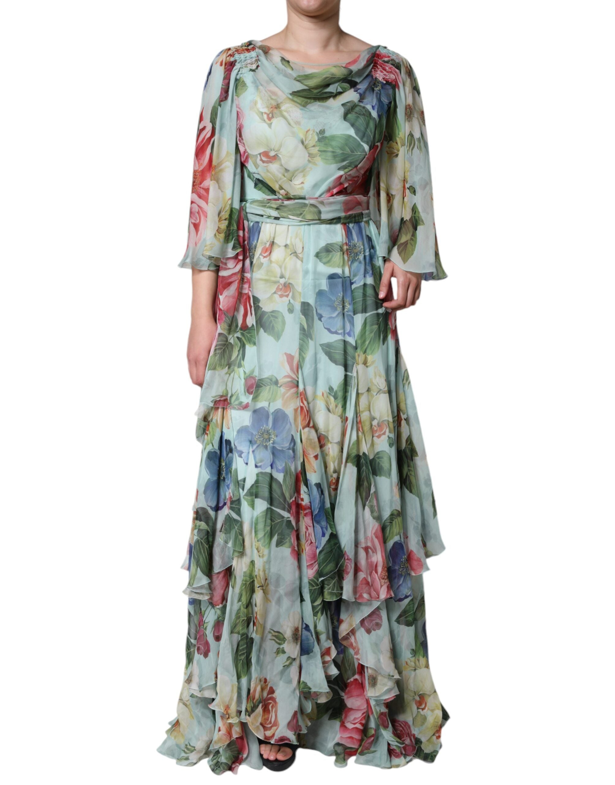 Dolce & Gabbana Multicolor Floral Silk Long Gown Women's Dress (Pre-Owned)