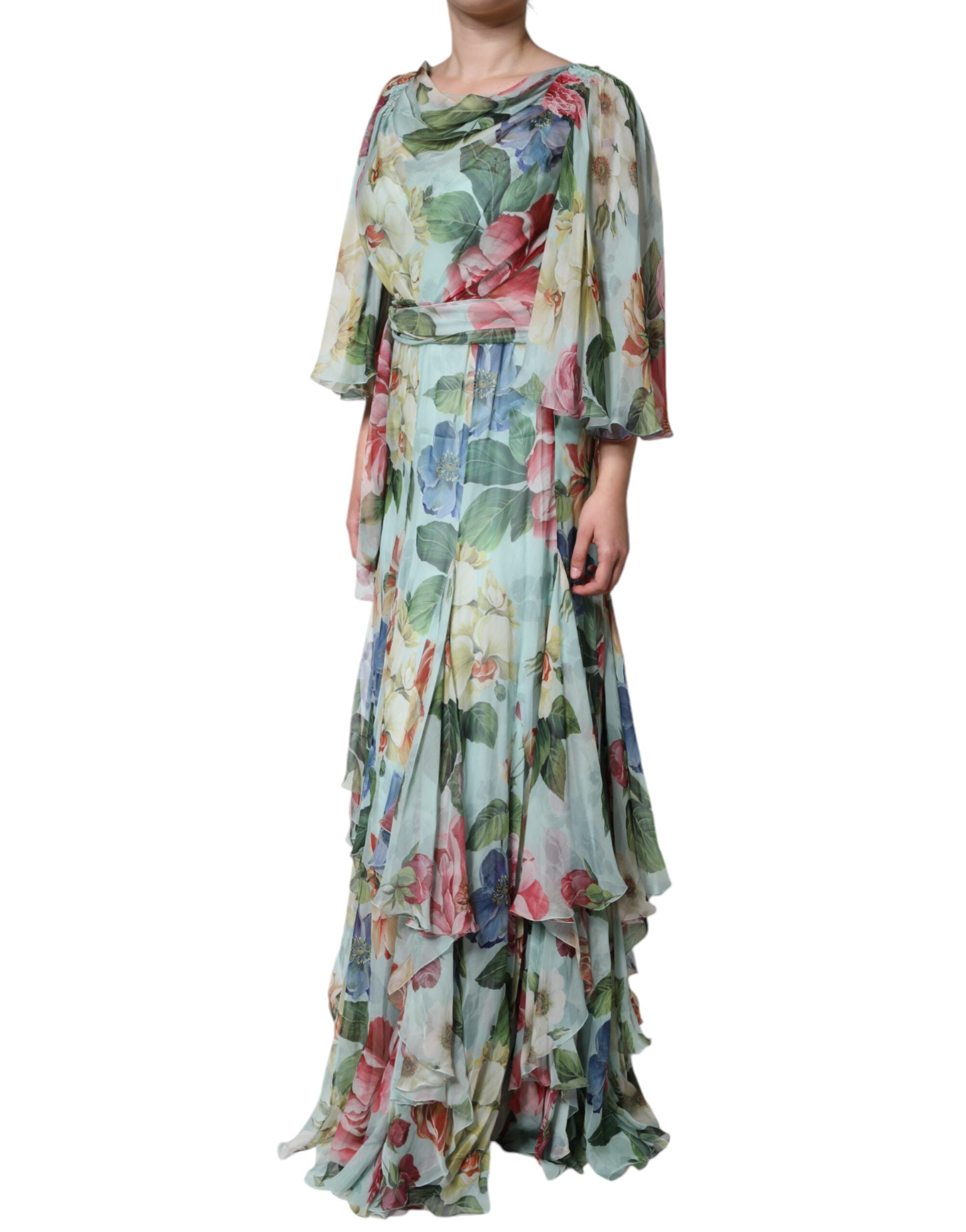 Dolce & Gabbana Multicolor Floral Silk Long Gown Women's Dress (Pre-Owned)