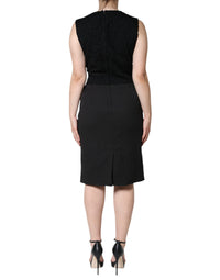 Dolce & Gabbana Black Cotton Sheath Knee Length Women's Dress