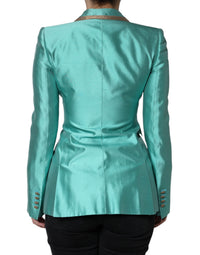 Dolce & Gabbana Dolce & Gabbana Metallic Green Single Breasted Blazer Women's Jacket
