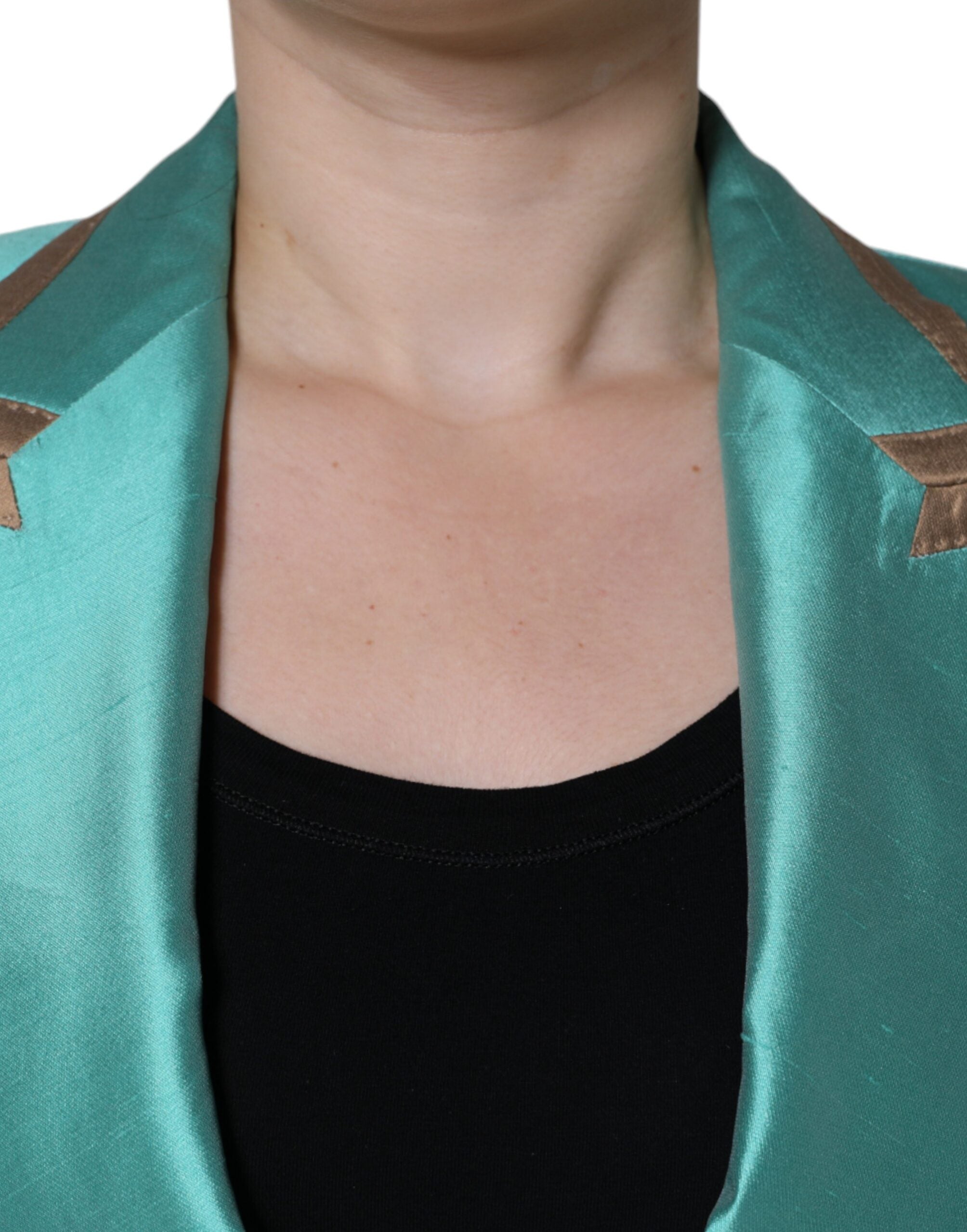 Dolce & Gabbana Dolce & Gabbana Metallic Green Single Breasted Blazer Women's Jacket