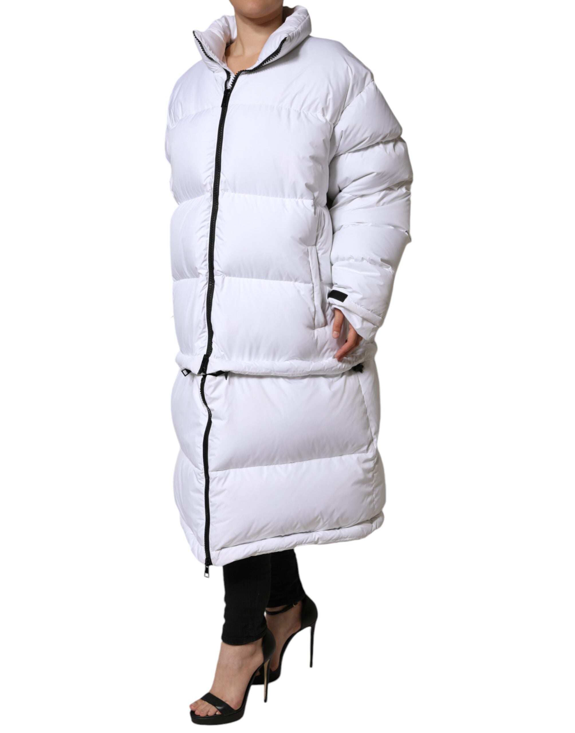 Dolce & Gabbana Dolce & Gabbana White Puffer Quilted Full Zip Coat Women's Jacket