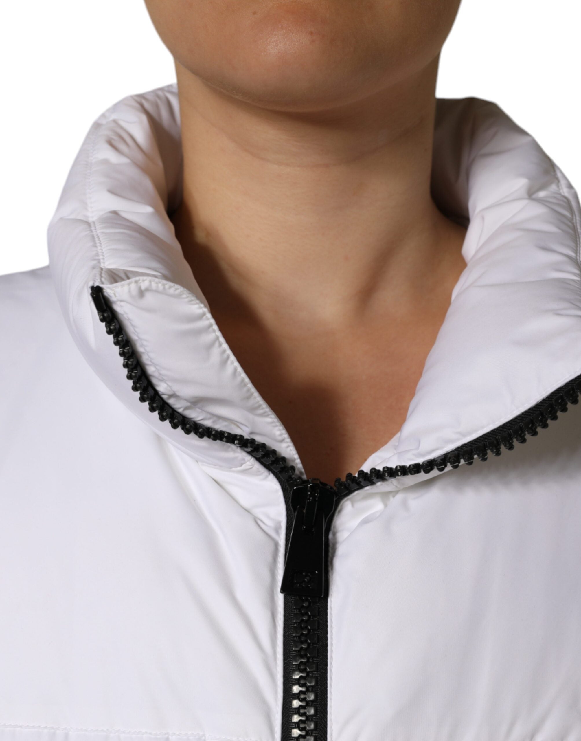 Dolce & Gabbana Dolce & Gabbana White Puffer Quilted Full Zip Coat Women's Jacket