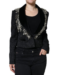 Dolce & Gabbana Dolce & Gabbana Black Jacquard Crystal Floral Jacket Women's Blazer