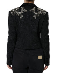 Dolce & Gabbana Dolce & Gabbana Black Jacquard Crystal Floral Jacket Women's Blazer
