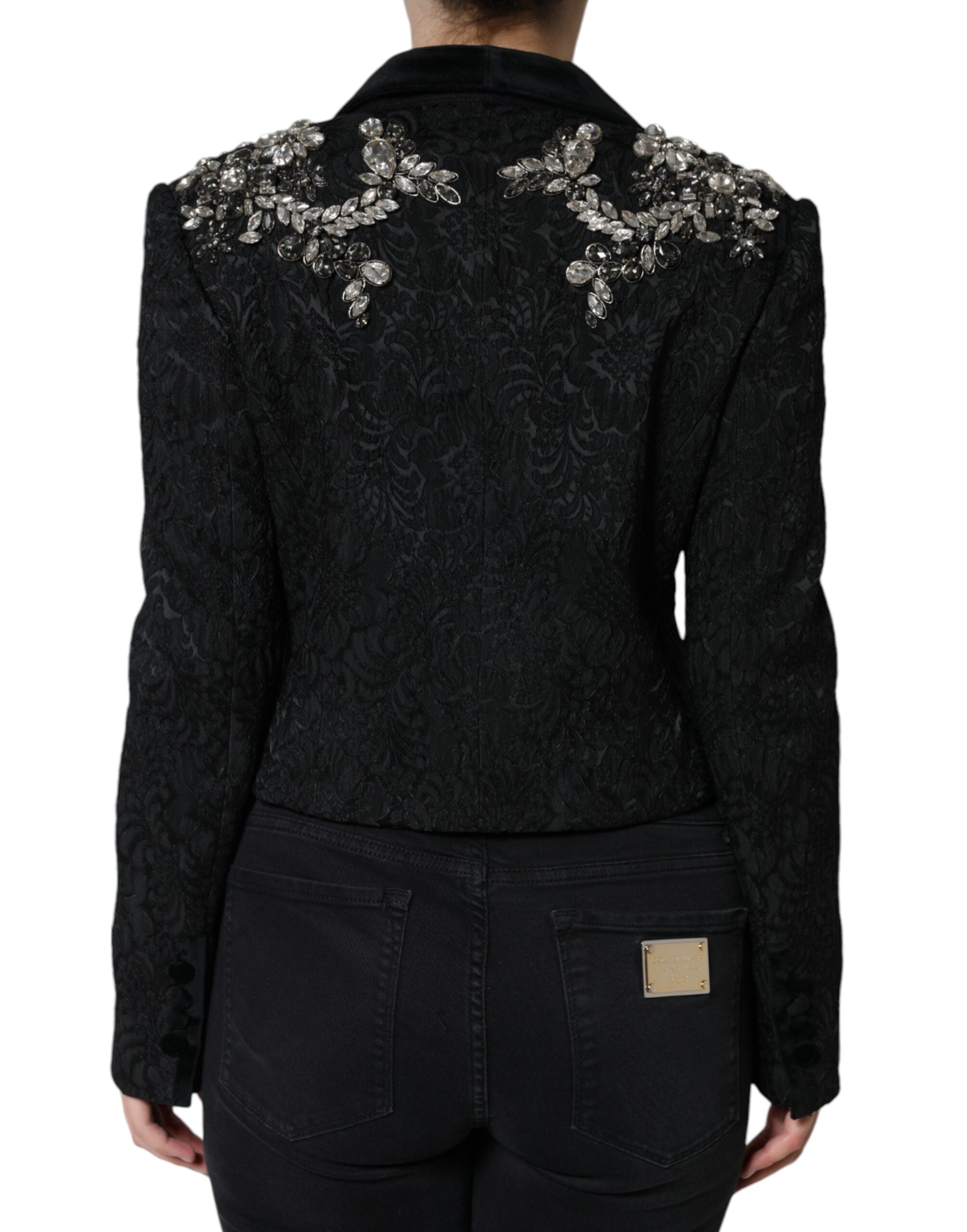 Dolce & Gabbana Dolce & Gabbana Black Jacquard Crystal Floral Jacket Women's Blazer