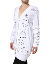 Dolce & Gabbana White Viscose Floral Cut Out Cardigan Women's Sweater (Pre-Loved)