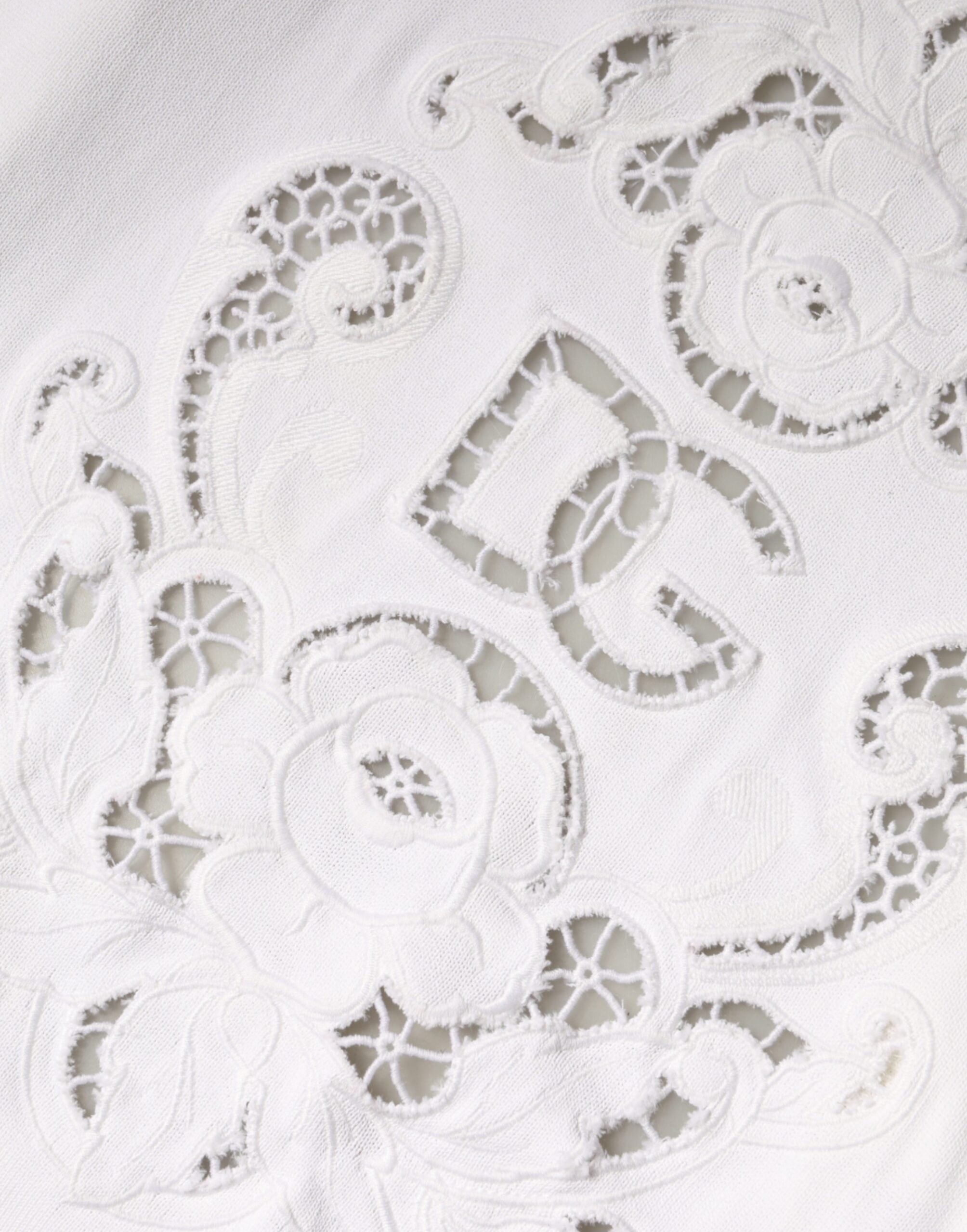 Dolce & Gabbana White Viscose Floral Cut Out Cardigan Women's Sweater (Pre-Loved)
