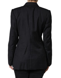 Dolce & Gabbana Dolce & Gabbana Black Striped Double Breasted Coat Women's Jacket