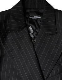 Dolce & Gabbana Dolce & Gabbana Black Striped Double Breasted Coat Women's Jacket