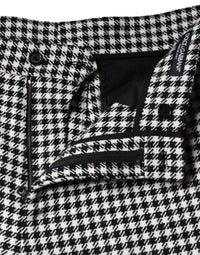 Dolce & Gabbana Black White Houndstooth Cropped Wide Leg Women's Pants