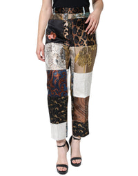Dolce & Gabbana Multicolor Patchwork Jacquard High Waist Women's Pants