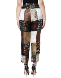 Dolce & Gabbana Multicolor Patchwork Jacquard High Waist Women's Pants