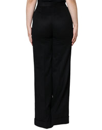 Dolce & Gabbana Black Cashmere Mid Waist Women Boot Cut Women's Pants