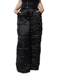 Dolce & Gabbana Black Quilted High Waist Women Boot Cut Women's Pants