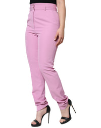 Dolce & Gabbana Pink Polyester High Waist Women Tapered Women's Pants