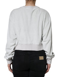 Dolce & Gabbana White Nylon Stretch Crew Neck Pullover Women's Sweater
