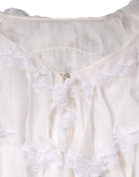 Dolce & Gabbana White Ruffles Lace Long Sleeve Blouse Women's Top