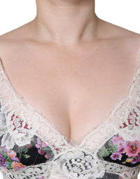 Dolce & Gabbana Black Floral Lace Short Sleeves Blouse Women's Top