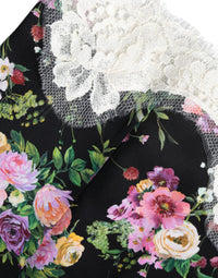 Dolce & Gabbana Black Floral Lace Short Sleeves Blouse Women's Top