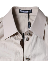 Dolce & Gabbana Beige Cotton Collared Button Down Shirt Women's Top