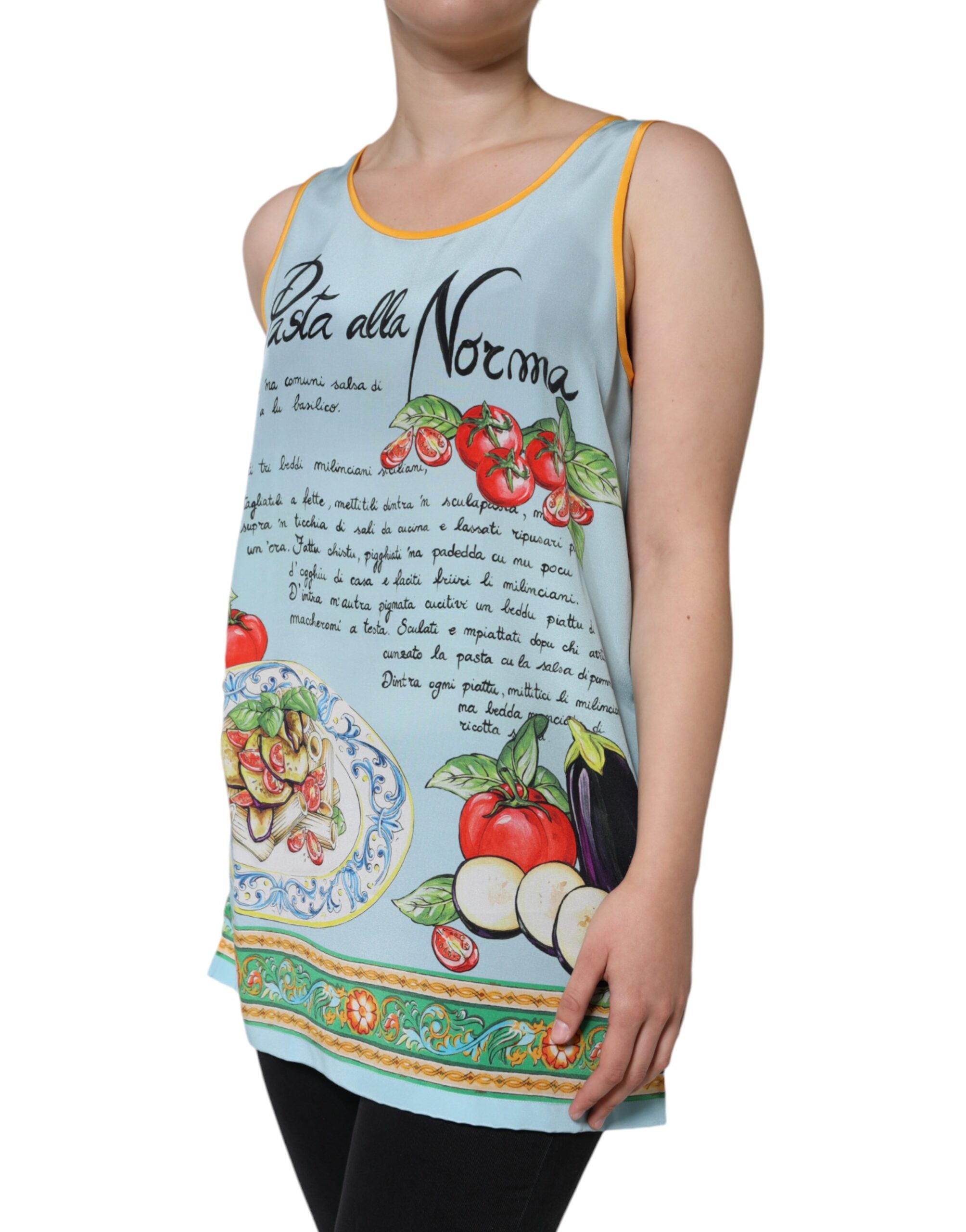 Dolce & Gabbana Multicolor Pasta Alla Norma Print Tank Women's Top