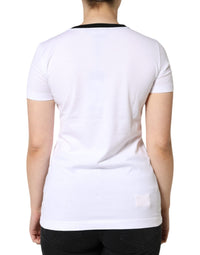 Dolce & Gabbana White Eleganza Print Cotton Short Sleeves Women's T-shirt