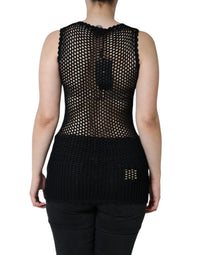 Dolce & Gabbana Black Mesh See Through Sleeveless Tank Women's Top