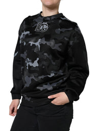 Dolce & Gabbana Black Camouflage Round Neck Sweatshirt Women's Sweater