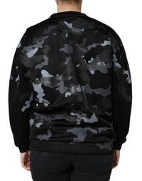 Dolce & Gabbana Black Camouflage Round Neck Sweatshirt Women's Sweater
