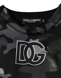 Dolce & Gabbana Black Camouflage Round Neck Sweatshirt Women's Sweater