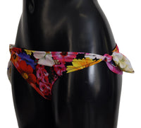 Dolce & Gabbana Black Floral Print Swimsuit Bikini Bottom Women's Swimwear
