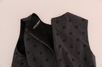 Dolce & Gabbana Gray Polka Dotted Sheath Wool Women's Dress