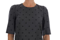 Dolce & Gabbana Gray Polka Dotted Sheath Wool Women's Dress