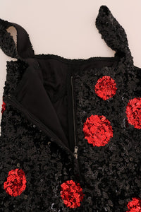 Dolce & Gabbana Black Red Polka Sequined Shift Women's Dress