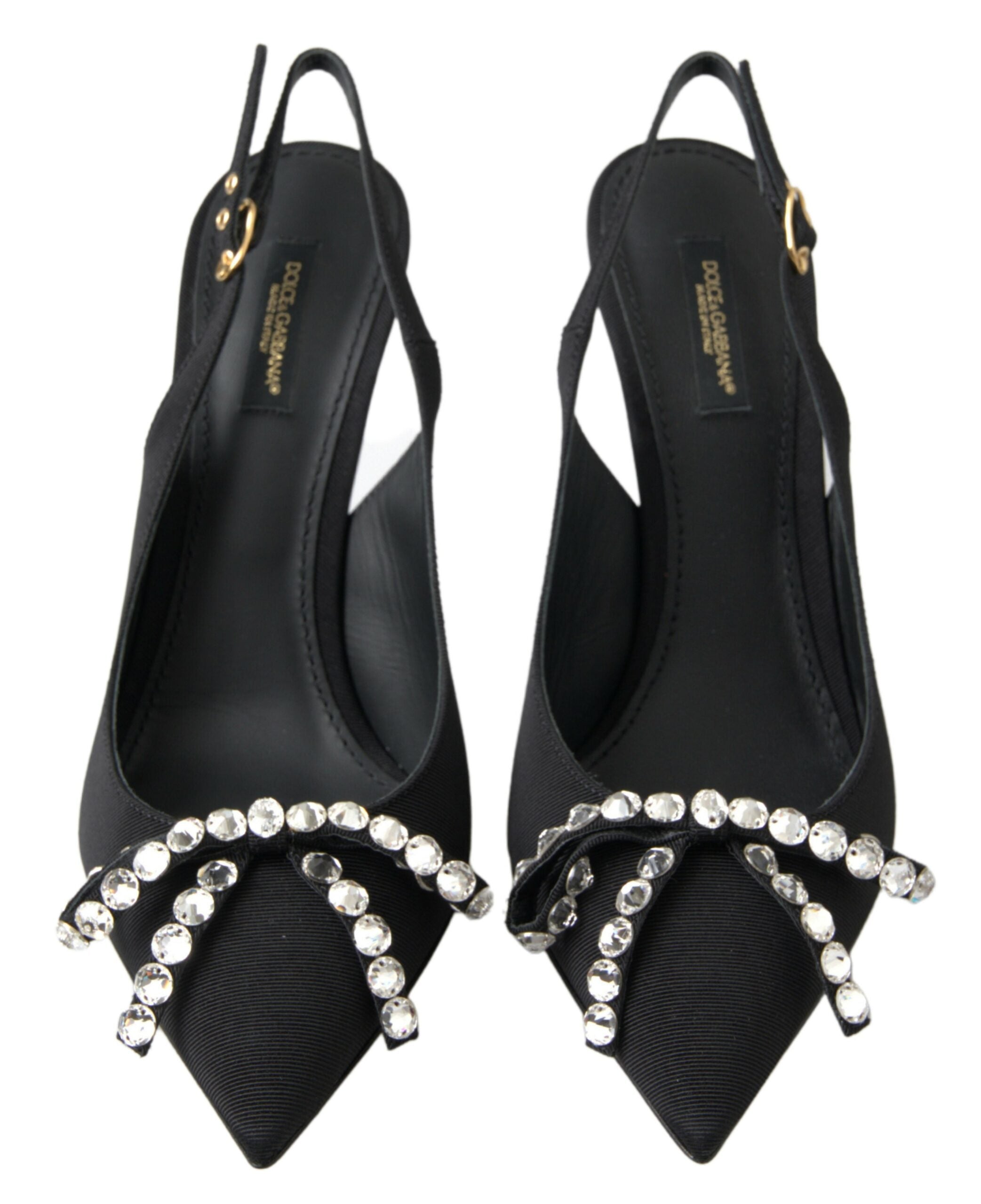Dolce & Gabbana Embellished Black Slingback Heels Women's Pumps