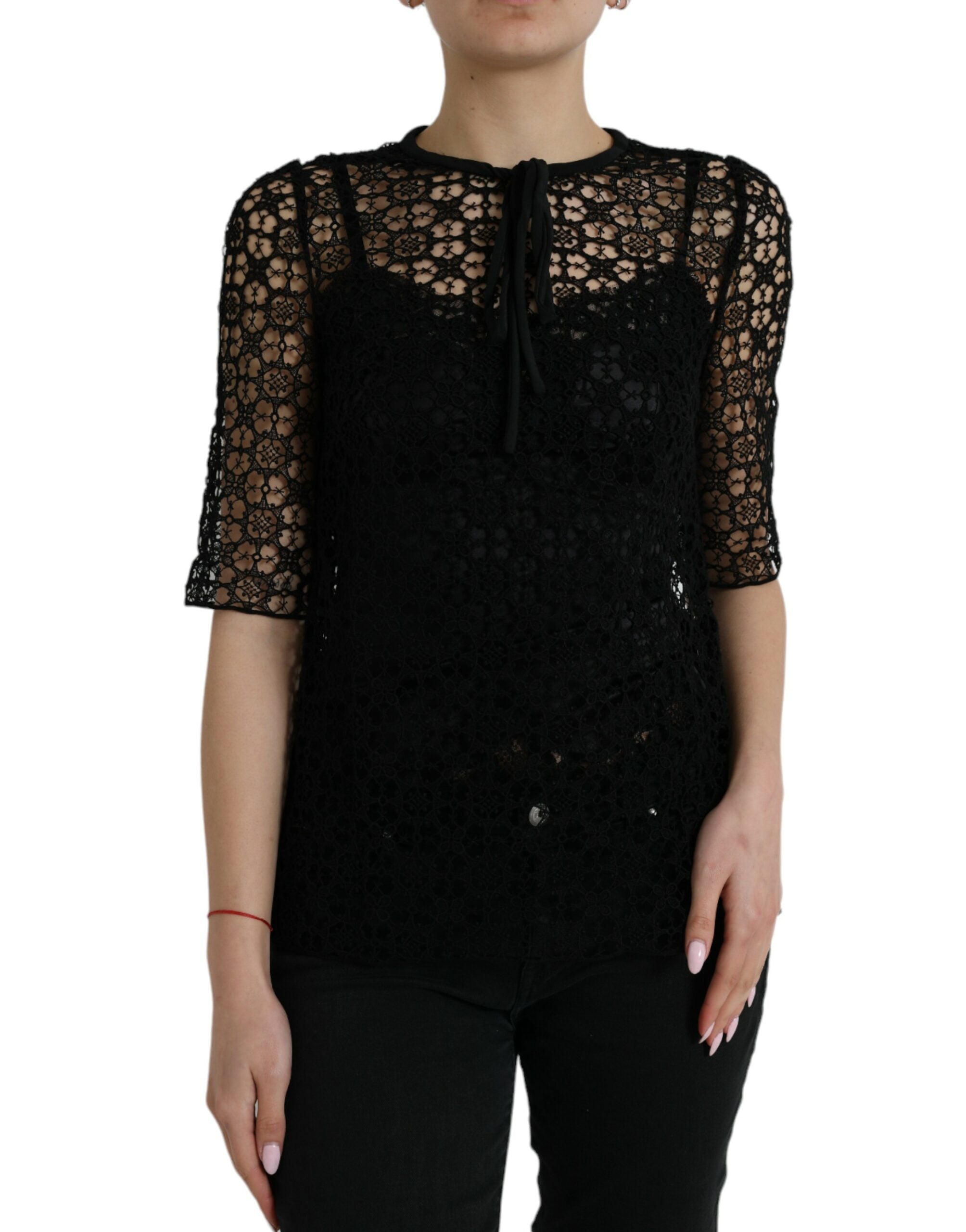 Dolce & Gabbana Elegant Floral Lace Blouse Women's Top