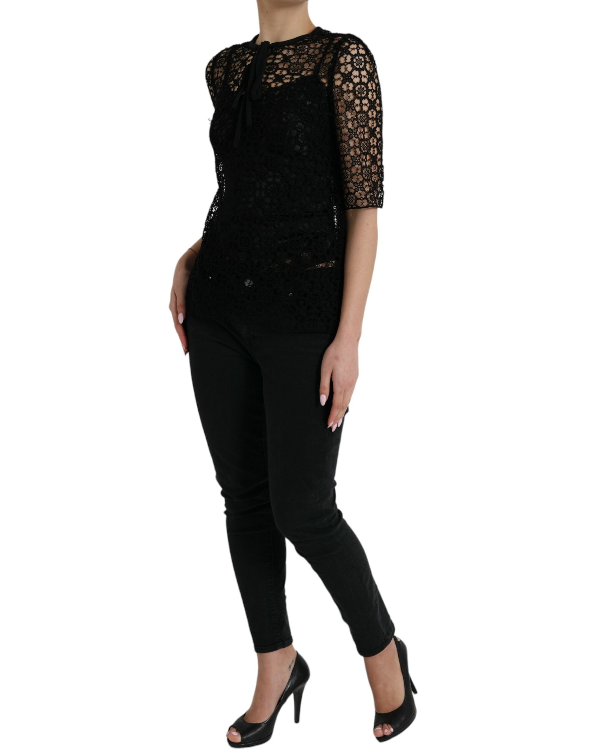 Dolce & Gabbana Elegant Floral Lace Blouse Women's Top